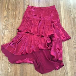 anthropologie red flounced skirt